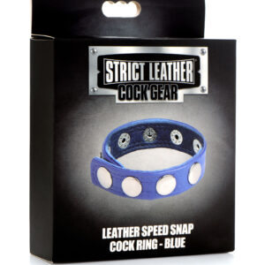 Cock Gear Leather Speed Snap Cock Ring - Blue