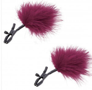 Sex and Mischief Enchanted Feather Nipple Clamps - Burgundy
